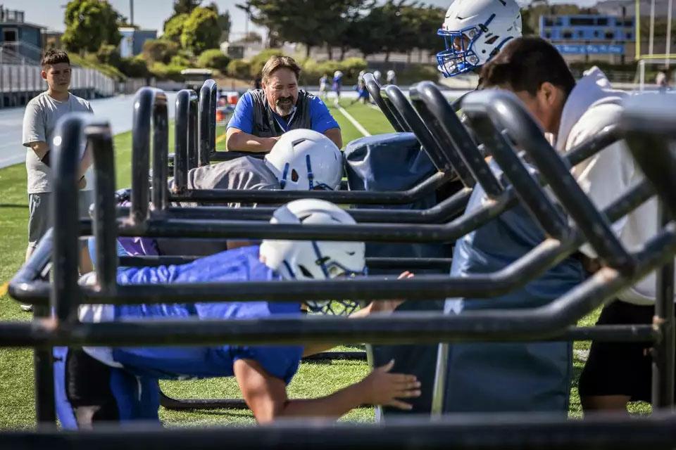 South San Francisco High revived its varsity football program this season, but its future remains uncertain, an increasingly common concern in the Bay Area. (Photos by Carlos Avila Gonzalez / The Chronicle)